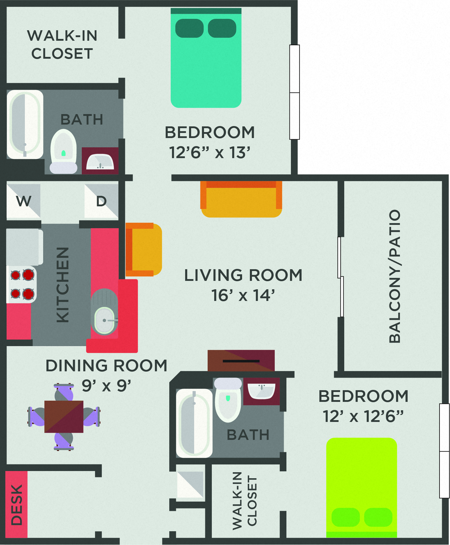 B1F Floor Plan at The Shallowford, Chattanooga, 37421